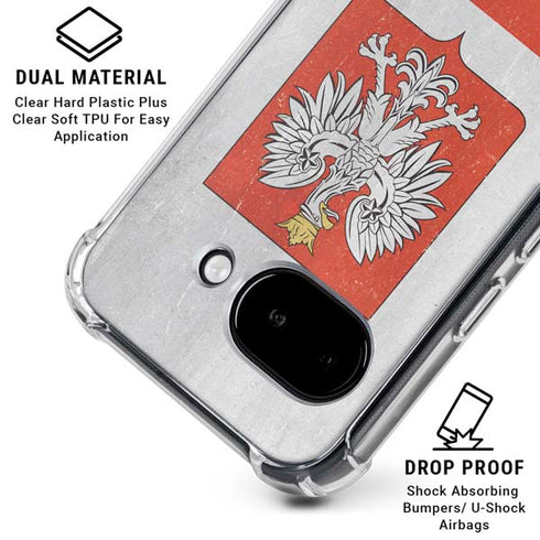 Poland Flag Distressed Google Pixel 9a Clear Case